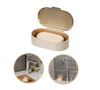 Sbomi Jabonera de 1 Piezas, Caja de jabón de doble capa con tapa y placa de drenaje, Caja de jabón de Viaje, Jabonera PortáTil Y Sellada Para BañO, Viaje, Campamento, Gimnasio (ámbar)