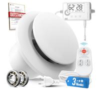 SBONNI Extractor de Baño 100 mm 3 Velocidades, Sensor de Humedad y Temperatura, Temporizador, Mando a Distancia, Silencioso Potente, Ventilador Baño Cocina Sótano, Extractor de Aire Redondo P109