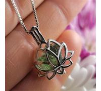 SBOTTON Collar con medallón de Flores con moldavita, **el medallón Viene con una Piedra de abalorio de Cristal en el Interior**Collar DE Jaula DE MOLDAVITA Verde,weopwww7 (Color : Red-Brown)