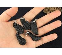 SBOTTON Mineral Natural meteorito tectita moldavita Colgante Irregular Piedra de Cuarzo Negro DIY Collar Encanto Hip-Hop Hombre Collar joyería,weopwww7