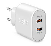 SBS Cargador de Batería 20 W Carga Ultra Rápida 2 Puertos USB-C