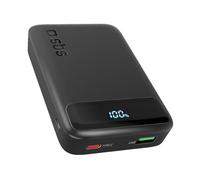 SBS Compact PowerBank, 10000mAh, Entrega de energía de 20W (PD 3.0 PPS), AFC, Powerbank de Carga rápida, Pantalla LCD, USB-C, USB-A, Cargador de Viaje portátil, Diseño Compacto, Negro