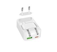 SBS Cargador Flexi 65 W, tecnología GAN, Power Delivery (PD) 65 W, Carga rápida, diseño Fino y Plegable, Puertas USB-C USB-A, alimentación para iPhone, Samsung, Tablet y Laptop, Color Blanco
