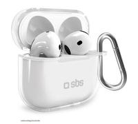 Sbs Funda protectora de TPU para AirPods 4 transparente con mosquetón metálico