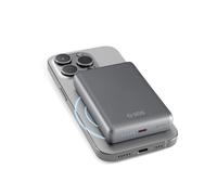 SBS PowerBank 10K MagSafe, 10000mAh, 20W Power Delivery USB-C (3.0 PPS) | Inalámbrico de 15 W, batería externa con carga rápida, cargador de viaje portátil, diseño fino, cuerpo de aluminio, gris