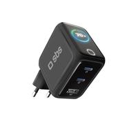 SBS Pulse Power 70W USB-C, Tecnología GAN, Power Delivery (PD 3.0 PPS), Smart Display AI, AFC, Cargador de Carga rápida, Alimentación para Ordenadores portátiles, tabletas, iPhone, Samsung