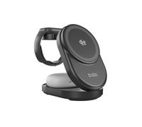 SBS Qi2 25W Power Dock 3in1 MFI MagSafe, cargador inalámbrico para iPhone, AirPods, Apple Watch, carga rápida 35W (25W+5W+5W), alimentación USB-C, cargador magnético, certificado MFI, negro