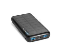 SBS Solar PowerBank, 10000 mAh, Power Bank con Panel Solar, Carga rápida, Carga Inteligente (IC), LED de Carga, USB-C, USB-A, Cargador portátil de Viaje, diseño Compacto, Negro