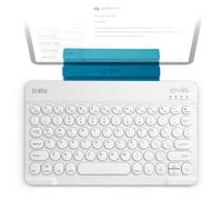 SBS Teclado Wireless Bluetooth Universal, QWERTY, Recargable, Soporte Integrado, para Tablet, iPad, Smart TV, Smartphone, Diseño Delgado, Blanco