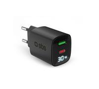 SBS TETRGANLCD1USB1C30K Cargador De Pared Con Pantalla LCD USB-C Y USB