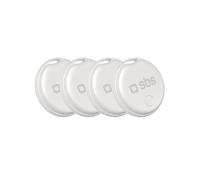 SBS Track My Dot Kit, Set de 4 Localizadores Smart Tag compatibles con Apple Find My (solo iOS, Android no soportado), Finder Encuentra Objetos Llaves, Batería CR2032 Incluida, Agujero Llavero, Blanco