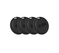 SBS Track My Dual Kit - 4 localizadores compatibles con Apple Dove è (iOS) y Google Find Hub, Finder Busca Objetos Llaves, 60 dB, Listo para Usar con batería CR2032 incluida, con Orificio para Llaves