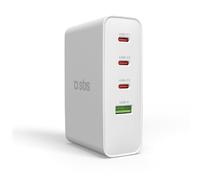 SBS Travel Adapter USB-C 100 W, Cargador de Viaje con enchufes US/UK/EU/AU, convertidor Adaptador con 4 Puertos USB, Power Delivery (PD), Carga rápida para iPhone, Samsung, MacBook y Notebook, Negro
