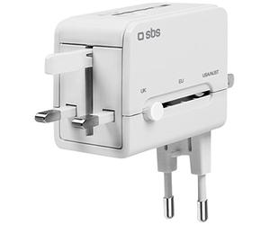 SBS TTADAPTUNI adaptador e inversor de corriente Interior Blanco - Fuente de alimentación (Interior, RoHS, 100-240 V, 50/60 Hz, 6000 mAh, Universal)