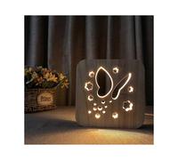 SBSG Butterfly Night Light for Kids Wooden 3D Lamp Creative Wooden Lights Simple Decorative Lights 3D Wood Carving Pattern LED Night Light for Desk