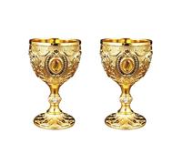 Sbshiouu 2 copas de vino de metal vintage medievales, vasos de viaje, copas de viaje para restaurantes, decoración del hogar, taza de bebida, decoración de copa de vino de metal