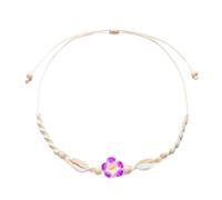 Sbshiouu Collar de concha de flor ajustable tejido a mano con cuentas naturales de arcilla suave, 1100cm23668cm, arcilla polimérica