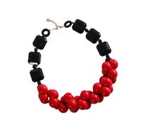 Sbshiouu Collar de cuentas de resina hecho a mano, diseño étnico portátil para uso diario, talla única, como se describe, como se describe