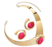 Sbshiouu Juego de collar y aretes geométricos, joyería de aleación ligera, accesorio cómodo para mujer, uso diario por la noche, 7.02x7.02in, Metal