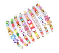 Sbshiouu Paquete de 8 pulseras ajustables de la amistad para mujeres y niñas, juego de joyas hechas a mano con cuentas coloridas con amor