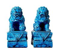 SBTXHJWCGLD Feng Shui Chinese Beijing Foo Dogs Estatuas Gran tamaño Riqueza Porsperity Par de Fu Foo Dogs Guardian Lion Estatuas Cerámica Artesanía Escultura Regalo