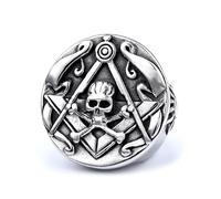 SBZIOJHDR anillos para hombre, Acero inoxidable pesado Gótico Punk Masónico Trascendencia espiritual(O)