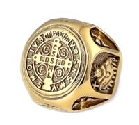 SBZIOJHDR anillos para hombre, Amuleto católico de protección contra demonios, joyería religiosa gótica medieval(Gold,U)