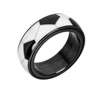 SBZIOJHDR anillos para hombre, Anillo giratorio con forma de balón deportivo, acero titanio, diseño cúpula antiestrés, ideal for aficionados al deporte(Football,W)