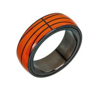 SBZIOJHDR anillos para hombre, Anillo giratorio con forma de balón deportivo, acero titanio, diseño cúpula antiestrés, ideal for aficionados al deporte(Basketball,Q)