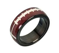 SBZIOJHDR anillos para hombre, Anillo giratorio con forma de balón deportivo, acero titanio, diseño cúpula antiestrés, ideal for aficionados al deporte(Soccer,O)