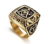 SBZIOJHDR anillos para hombre, Joyería de sello honor la masonería vintage en acero titanio, colección clásica(Y)