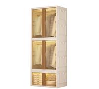 SBZIOJHDR Armario montado, Armario apilable con Puertas y estantes for Ropa, Fabricado en Polipropileno Barra de Acero Inoxidable Cerradura(80 * 50 * 200cm)