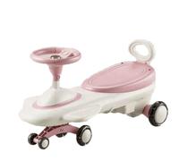 SBZIOJHDR Cochecito oscilante, Coche eléctrico con Pedal for Montar, Juguete for Edades de 3 años en adelante, Coche oscilante 2 1 Ruedas PU Intermitentes, luz Musical, antivuelco(Pink)