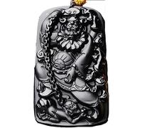 SBZIOJHDR colgante de jade, Colgante Zhongkui de obsidiana natural china tallada a mano, joyería moda, collar