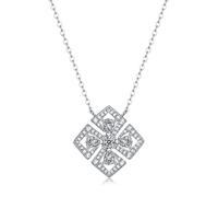 SBZIOJHDR Collar, Collar clásico de forma cuadrada 5A CZ, collar con colgante de lujo de Plata de Ley 925 brillante for mujer, joyería de boda fina