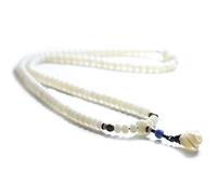 SBZIOJHDR collar de madera， 108 collar de pulsera Bodhi de jade blanco, cuentas de oración de Buda multicírculo con colgante de magnolia for meditación y yoga