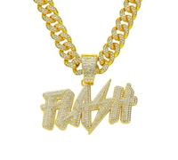 SBZIOJHDR Collar, Fiesta de rap, hip hop, con pedrería brillante - Joyería cadena cubana diamantes imitación, moda urbana(Gold)