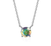 SBZIOJHDR collares Collar con colgante de moissanita 1 quilate for mujer, color D VVS1, collar diamantes rojo/azul/rosa, plata ley 925 for certificado(Seven Colors)