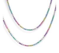 SBZIOJHDR collares Collares multicolores brillantes de 0.118 in for mujer plata ley S925, collares joyería for, tenis diamantes imitación con circonita cúbica corte redondo for 18 pulgadas