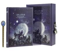 SBZIOJHDR Cuaderno de cuero, Como un sueño Patrón de luz de luna Escritura de bocetos Diario secreto DaiJournal de 288 páginas con cerradura con estuche de almacenamiento Color A6 enviado al azar