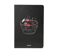 SBZIOJHDR Cuaderno de cuero, Tapa Dura Forrada Folio Rayado A5 Artista Dibujo Composición Libro Blocs de Notas Diario Libro Borde Dorado 192 Páginas con Cinta de Libro y Regla Marcador-Cereza