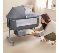 SBZIOJHDR Cuna para bebés, Cuna for bebé, Cuna de Noche Ajustable en Altura con y mosquitera, Mecedora móvil, Cama portátil for recién Nacido