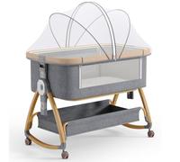 SBZIOJHDR Cuna para bebés, Moisés portátil 4 en 1, Cama Junto a la con Ruedas, mosquitera y Cesta de Almacenamiento, moisés mecedor Ajustable 6 Alturas(D)