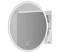 SBZIOJHDR Espejo de baño, Armario con Espejo for baño, armarios LED, Organizador antivaho, regulador de Intensidad, Armario Puerta Vidrio montado en la Pared(Silver,70cm)