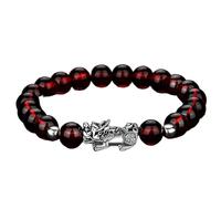 SBZIOJHDR Pulsera de diamantes Pulsera de equilibrio con cuentas cristales rojos y negros granate, talismán for la prosperidad, el dinero buena suerte, 7(15)