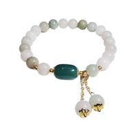 SBZIOJHDR Pulsera de diamantes Pulsera de Riqueza ágata Blanca Amuleto Cristal la Suerte Proteger los espíritus malignos Talismán for Prosperidad Dinero Buena,Red(Green)