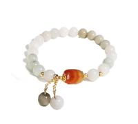 SBZIOJHDR Pulsera de diamantes Pulsera de Riqueza ágata Blanca Amuleto Cristal la Suerte Proteger los espíritus malignos Talismán for Prosperidad Dinero Buena,Red(Red)