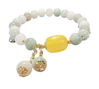 SBZIOJHDR Pulsera de diamantes Pulsera de Riqueza ágata Blanca Amuleto Cristal la Suerte Proteger los espíritus malignos Talismán for Prosperidad Dinero Buena,Red(Yellow)
