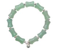 SBZIOJHDR Pulsera de plata, Pulsera con dijes Feng Shui de aventurina natural Jade Bambú plata esterlina Buena suerte