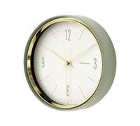 SBZIOJHDR Reloj de Pared, Reloj Colgante de Metal, Moderno Reloj Circular mecánico escaneo estático. Adecuado for Salones, cocinas y oficinas(Golden Side Olive Green)